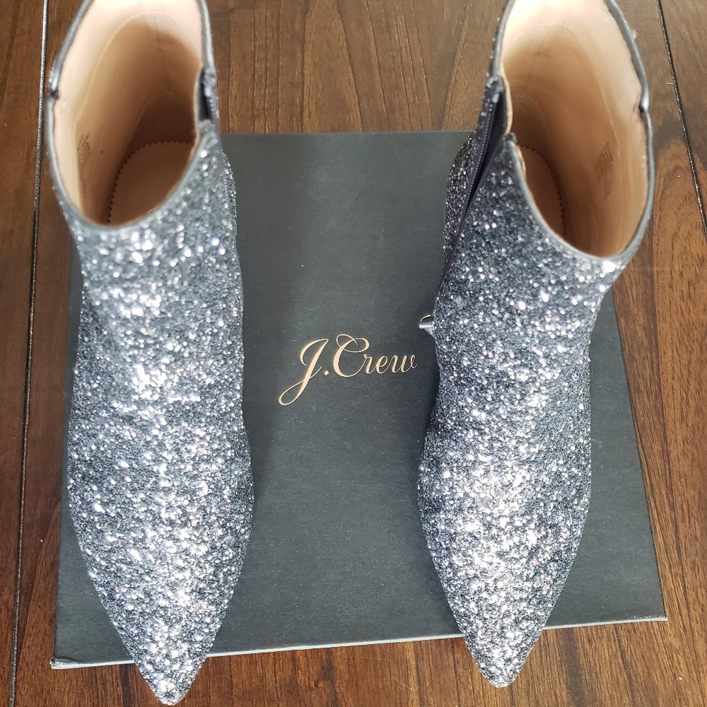 J. Crew Kitten-Heel Booties in Glitter